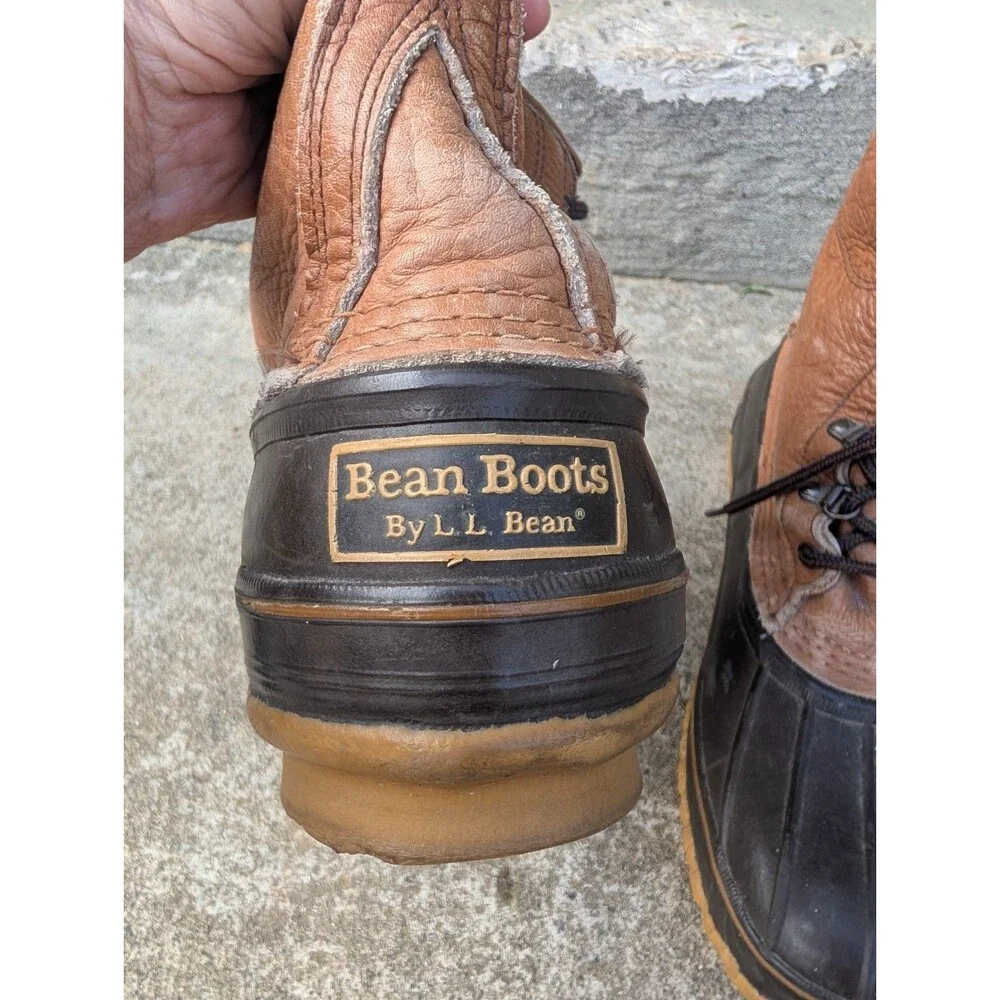 Vintage LL Bean Boots Shearling Lined Mens 11 Made in USA 5 Eyelet
